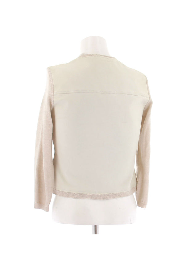 Cardigan en laine et cuir