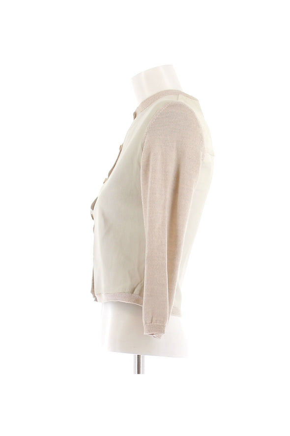 Cardigan en laine et cuir