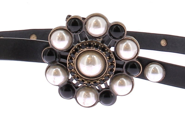 Ceinture en cuir à perles