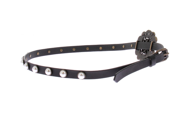 Ceinture en cuir à perles