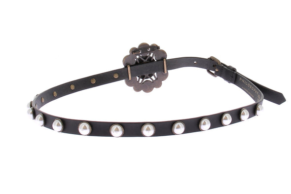 Ceinture en cuir à perles