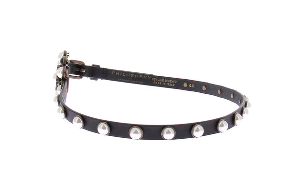 Ceinture en cuir à perles