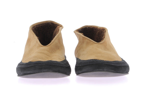 Slippers "Fairy" en daim et shearling camel