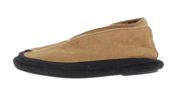 Slippers "Fairy" en daim et shearling camel