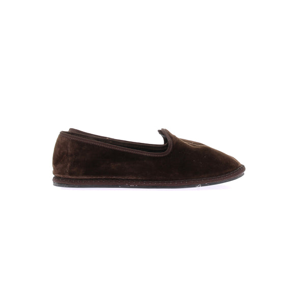 Chaussons de ville en velours marrons