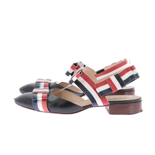 Slingback en cuir noir