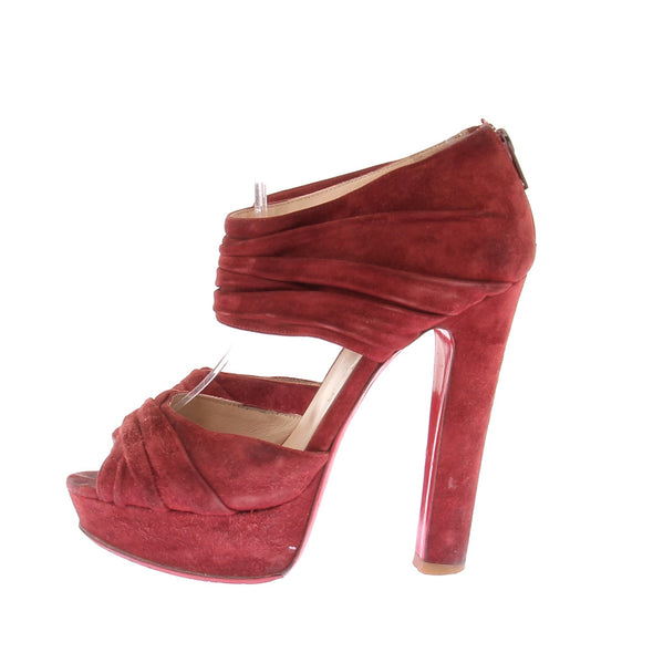 Sandales à talons en daim rouges