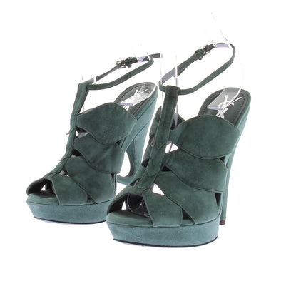 Sandales à talons en daim vertes