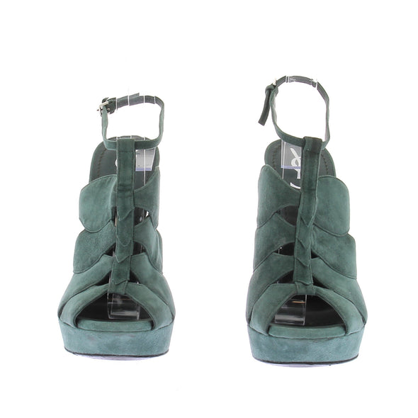Sandales à talons en daim vertes