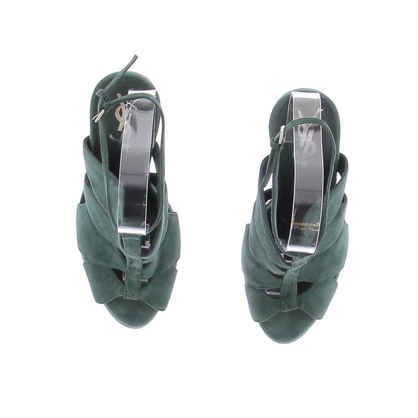 Sandales à talons en daim vertes