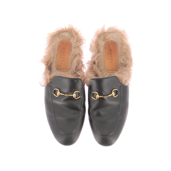 Mules "Princetown" en cuir et fourrure