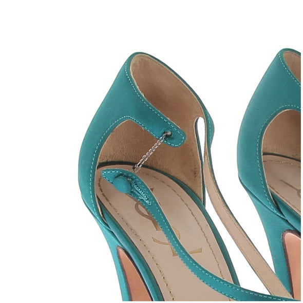 Sandales à talons satiné turquoise