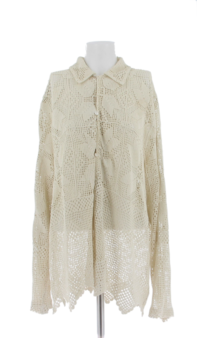 Chemise beige en crochet