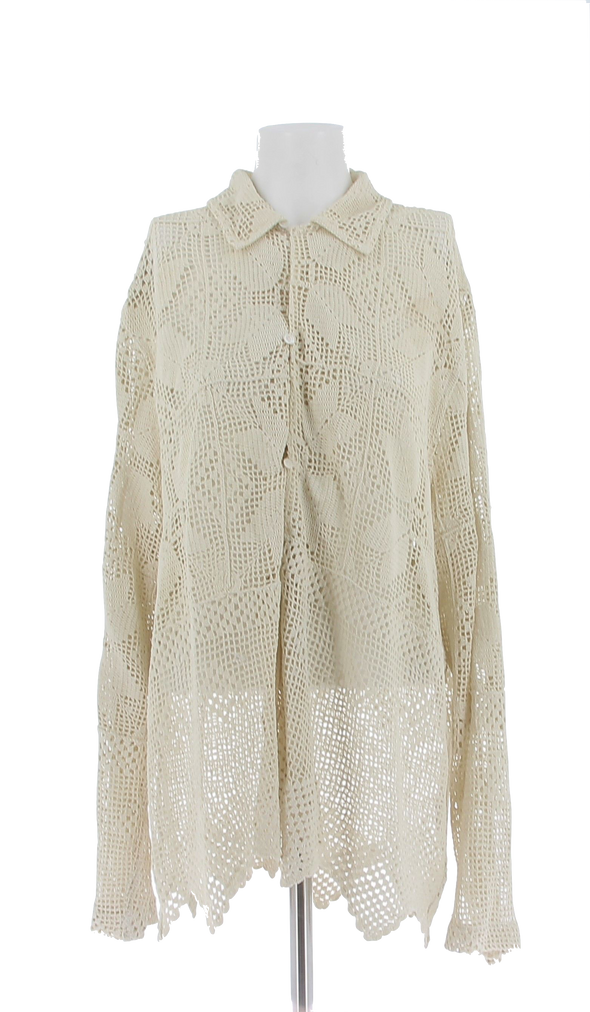 Chemise beige en crochet