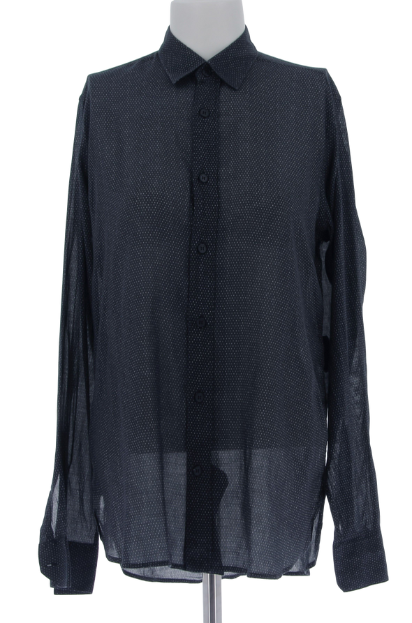 Chemise transparente gris foncé à pois