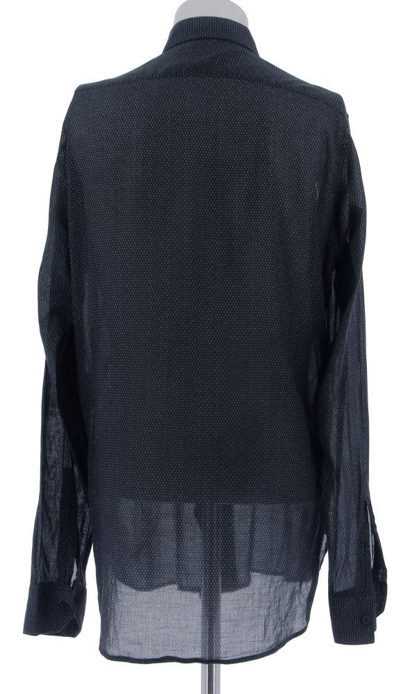 Chemise transparente gris foncé à pois