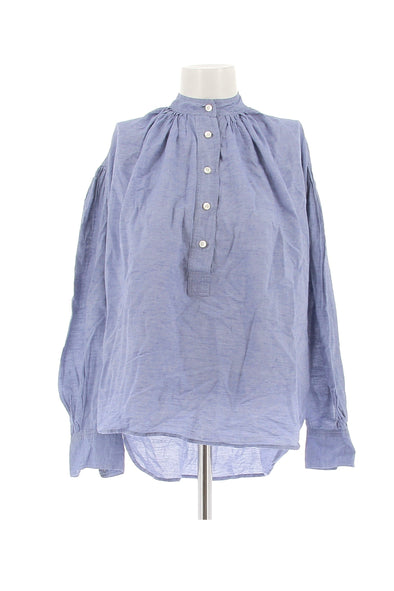 Chemise bleue en soie mélangée