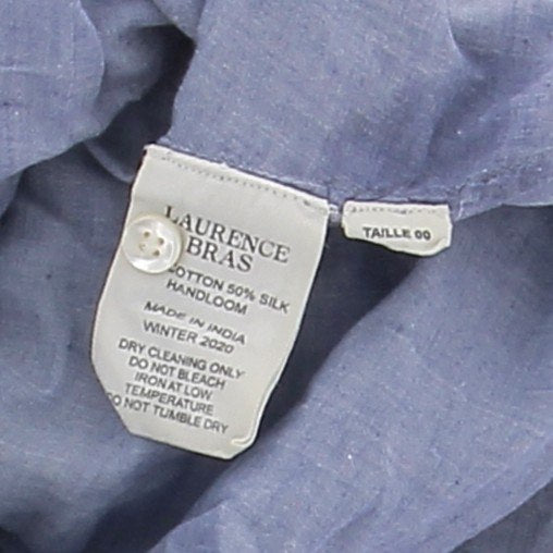 Chemise bleue en soie mélangée
