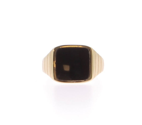 Bague dorée sertie d'onyx noir "Avino"