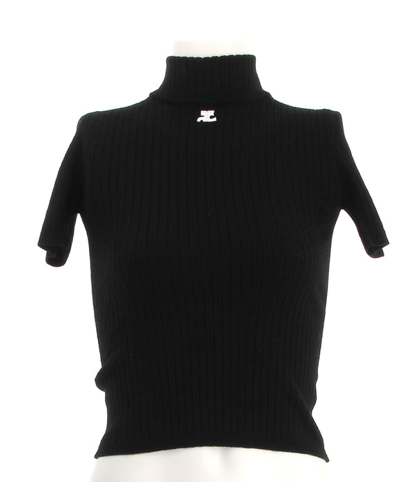 Pull en maille cotelé manches courtes