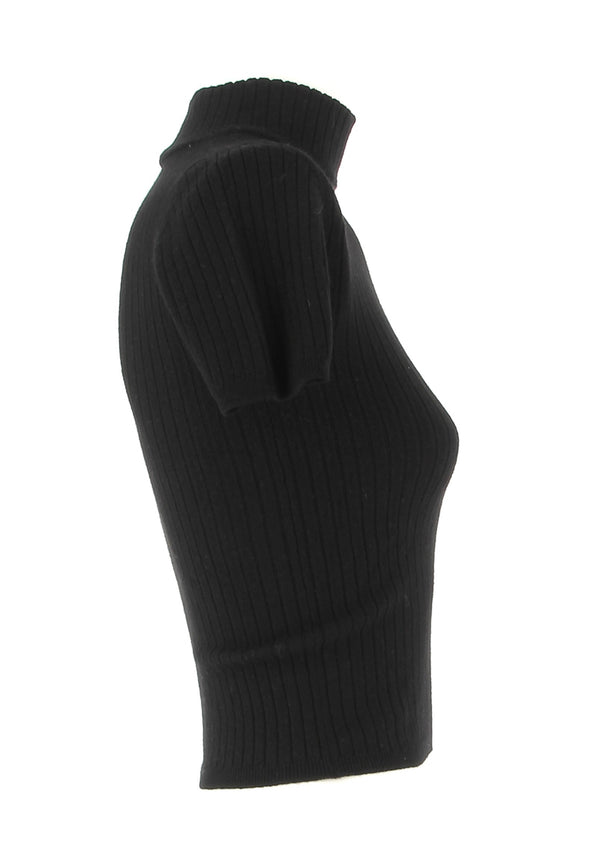 Pull en maille cotelé manches courtes