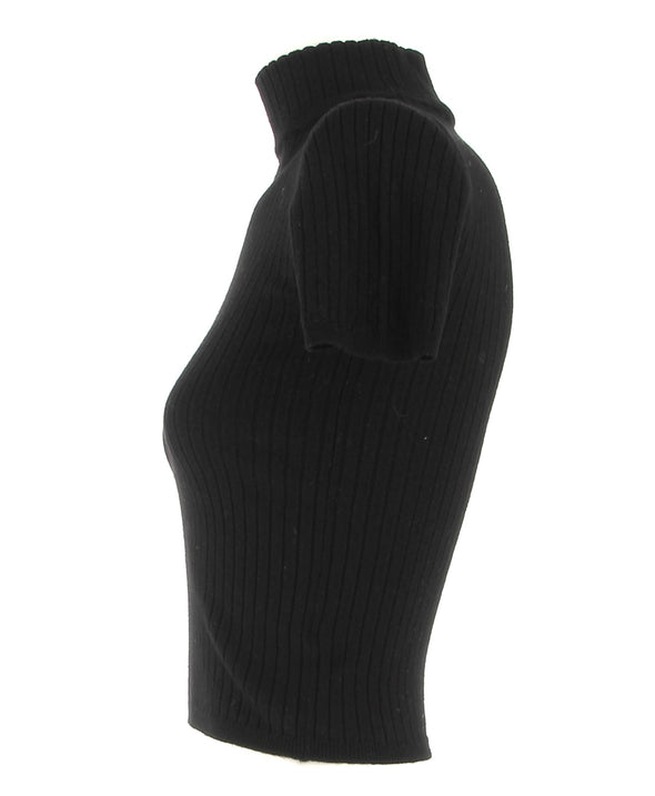 Pull en maille cotelé manches courtes