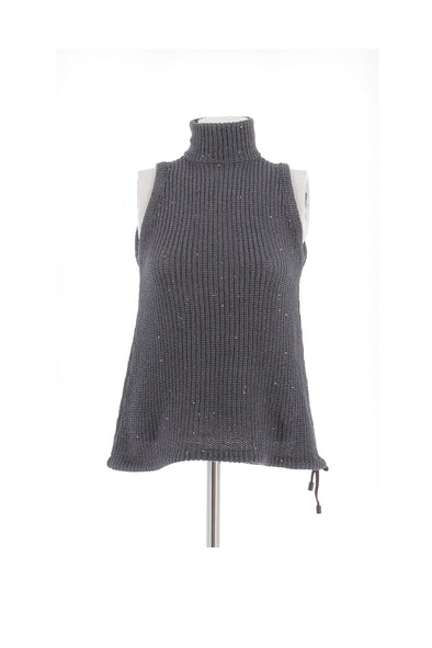 Pull col roulé gris