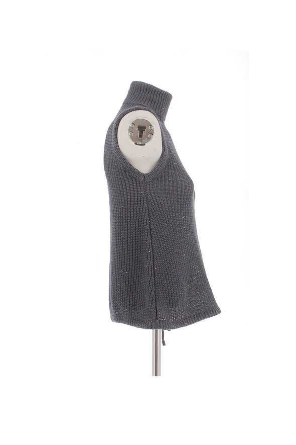 Pull col roulé gris