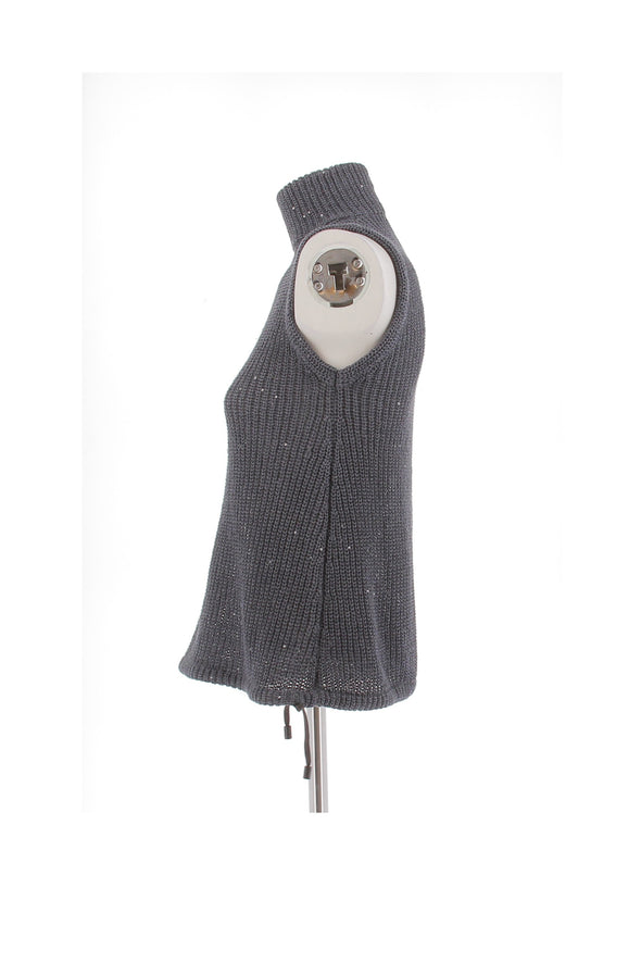 Pull col roulé gris