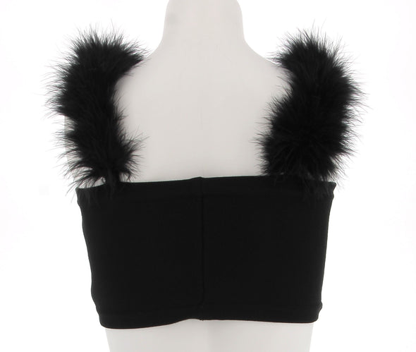 Top noir orné de plumes