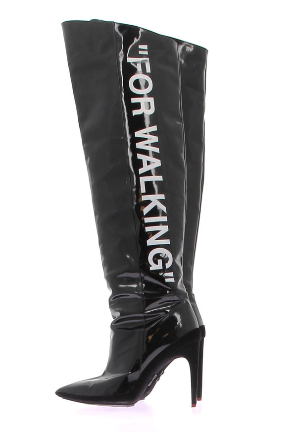 Bottes hautes en cuir verni "For Walking"