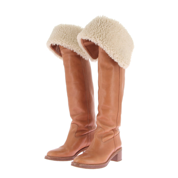 Bottes en Cuir et Shearling Folco