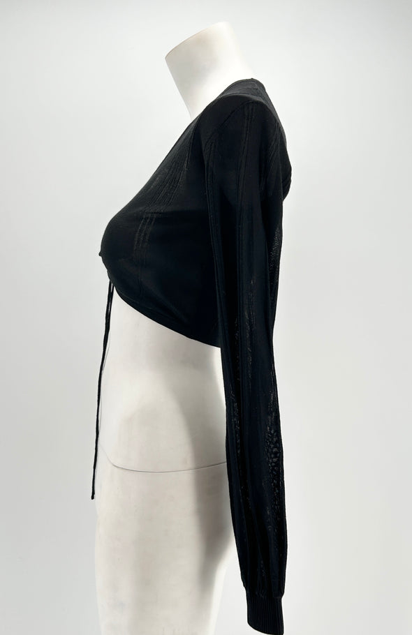 Crop top noir à manches longues