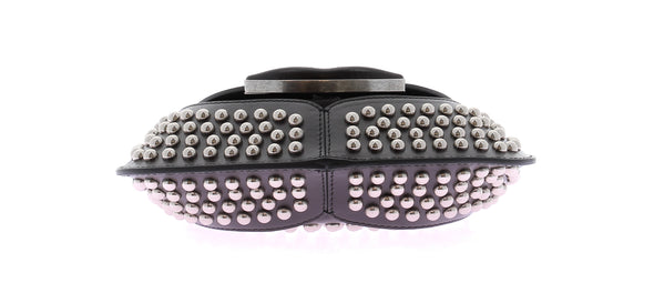 Petit sac à main noir en cuir clouté