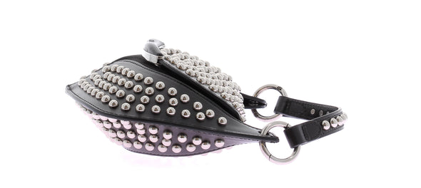 Petit sac à main noir en cuir clouté