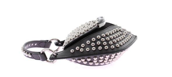 Petit sac à main noir en cuir clouté