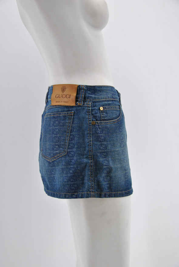 Mini jupe en denim monogramé