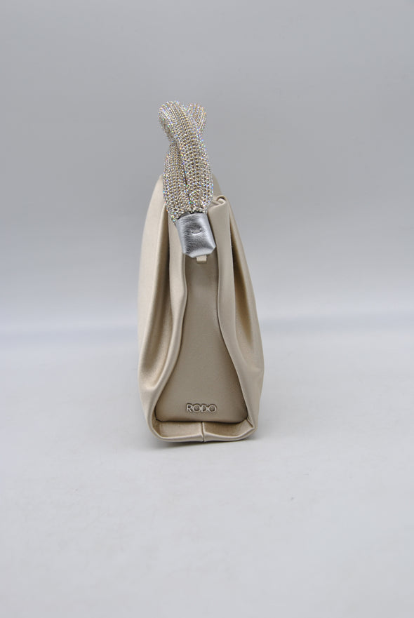 Sac satiné à sangles strassées