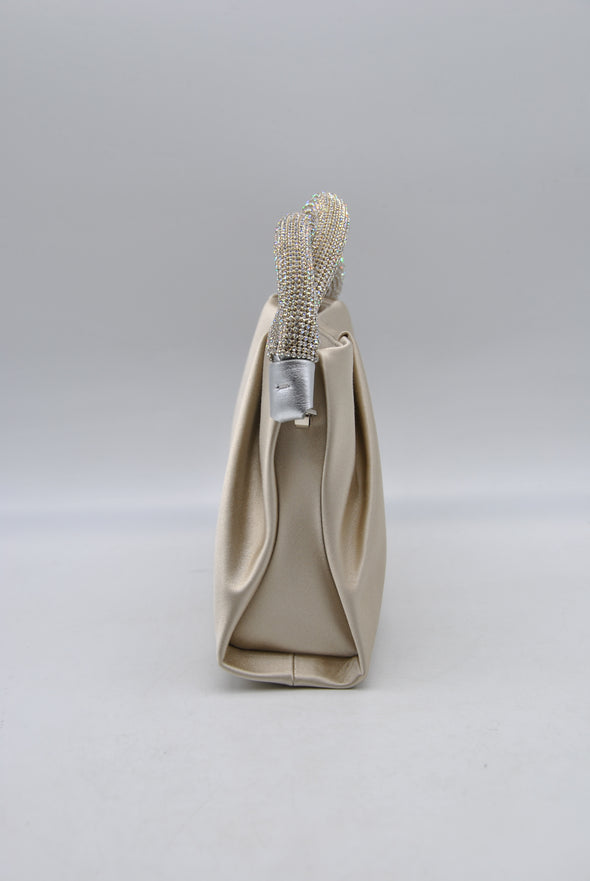 Sac satiné à sangles strassées