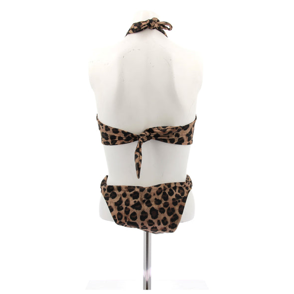 Maillot de bain 2 pièces et paréo à motif léopard