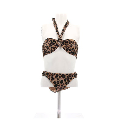 Maillot de bain 2 pièces et paréo à motif léopard