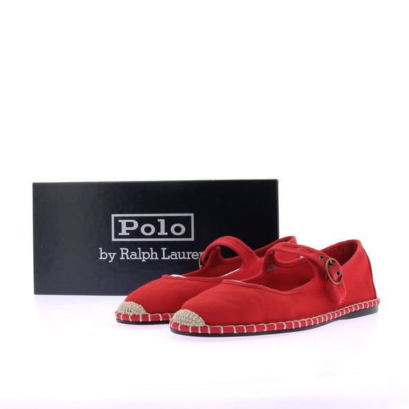 Espadrilles Mary Jane en toile rouge