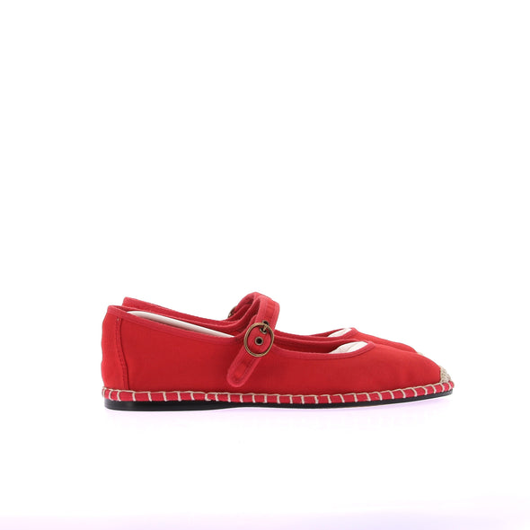 Espadrilles Mary Jane en toile rouge