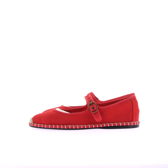 Espadrilles Mary Jane en toile rouge