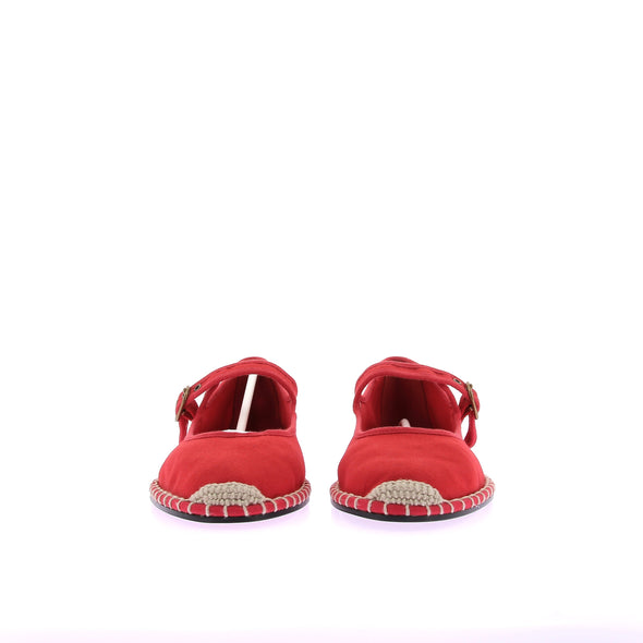 Espadrilles Mary Jane en toile rouge