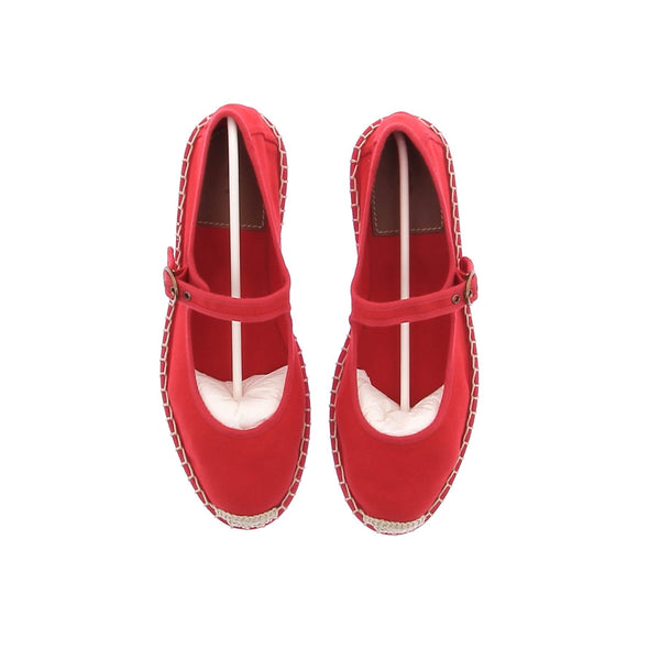 Espadrilles Mary Jane en toile rouge