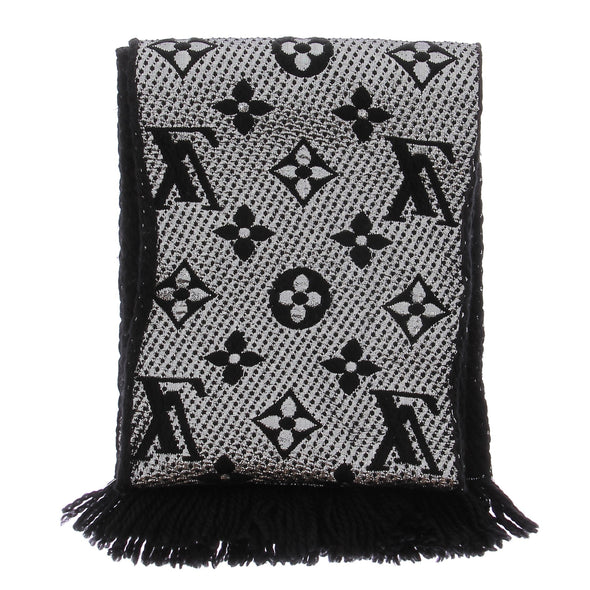 Écharpe en laine noire et argentée