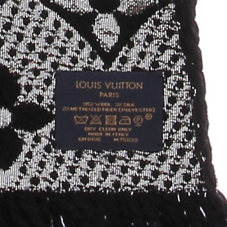 Écharpe en laine noire et argentée