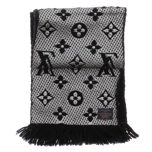 Écharpe en laine noire et argentée