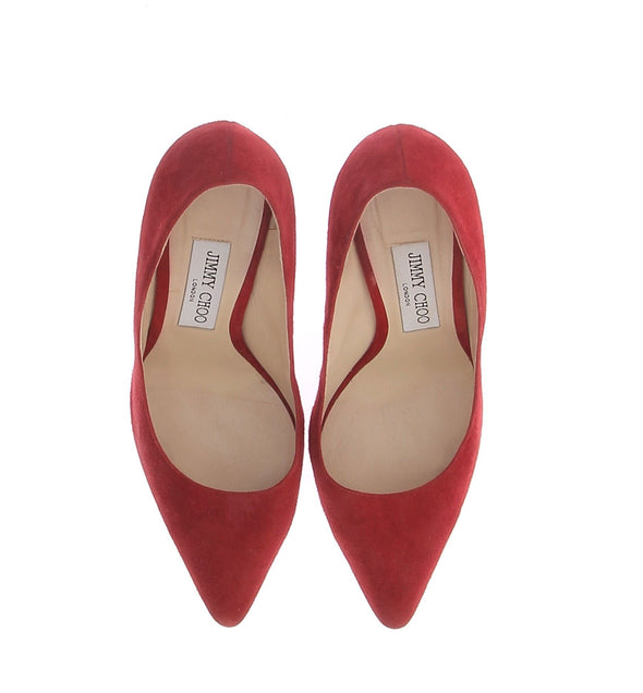 Escarpins en daim rouge